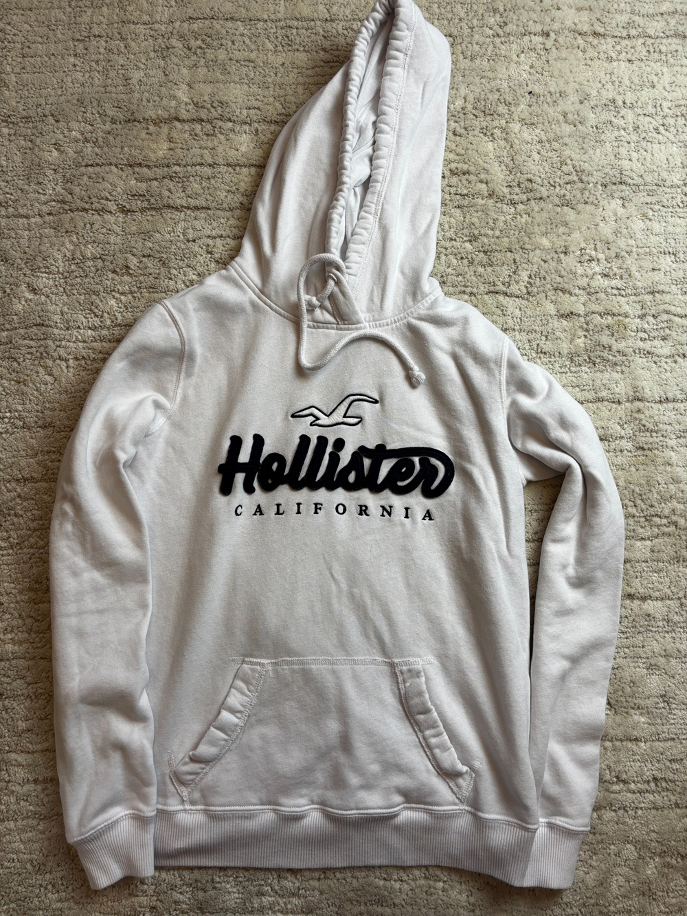 Hollister Hoodie Sweatshirt Pullover white Logo Size S